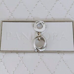 Pandora Two-tone Wedding Rings Dangle Charm Pendant S925 Silver with box